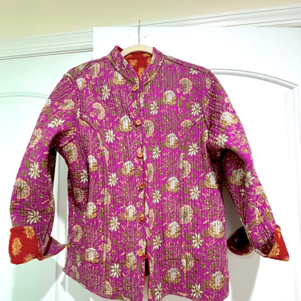 Trendy, Quilted Jacket, red and violet, reversible
